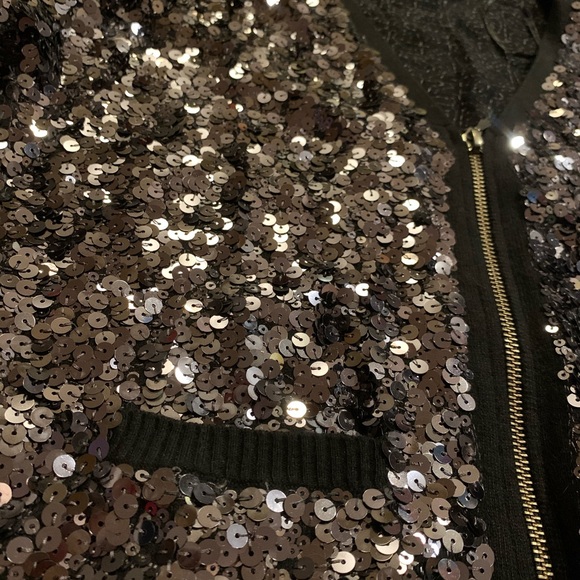 Guess Zip Up Sequined Cardigan - Picture 3 of 4